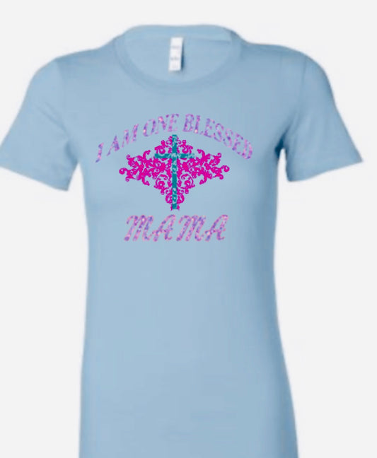 Women short sleeve t-shirt(Blessed Mama)