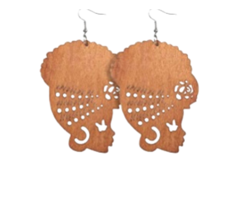 Tan wooden earrings natural woman